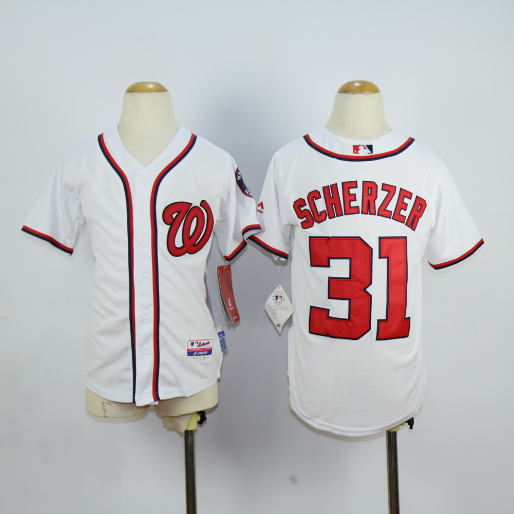 Youth Washington Nationals #31 Scherzer White MLB Jerseys->youth mlb jersey->Youth Jersey